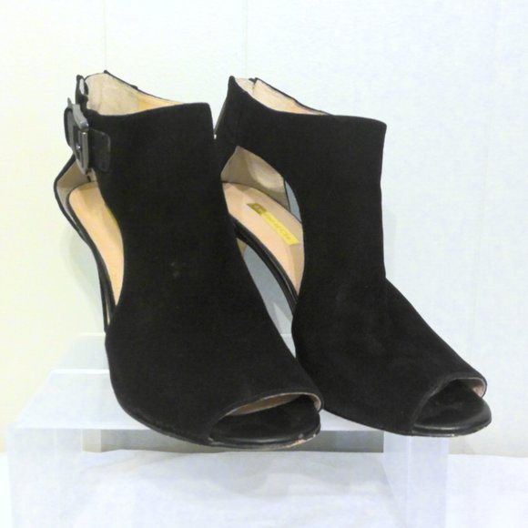 Louise et Cie LO-OLIVIA Train Black Suede Open Shoe Toe  Sz 8.5 - Picture 1 of 9